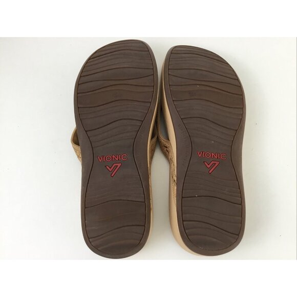 Vionic High Tide Sandals TVW4895 Cork/Gold Wedge Flip Flops Size 11W Wide - Picture 9 of 10